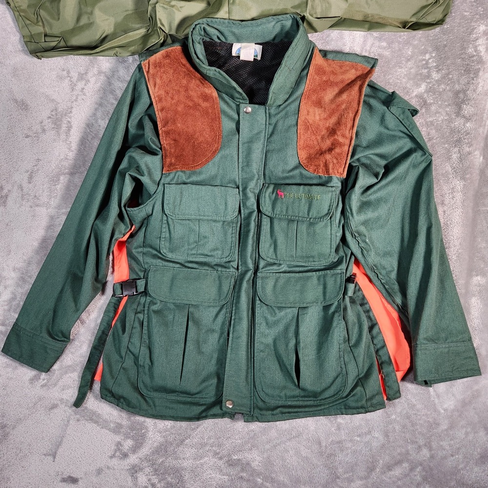 Gary Nesse‎ Men's Large Green Suede Shoulder Shooting Hunting Vest Jacket